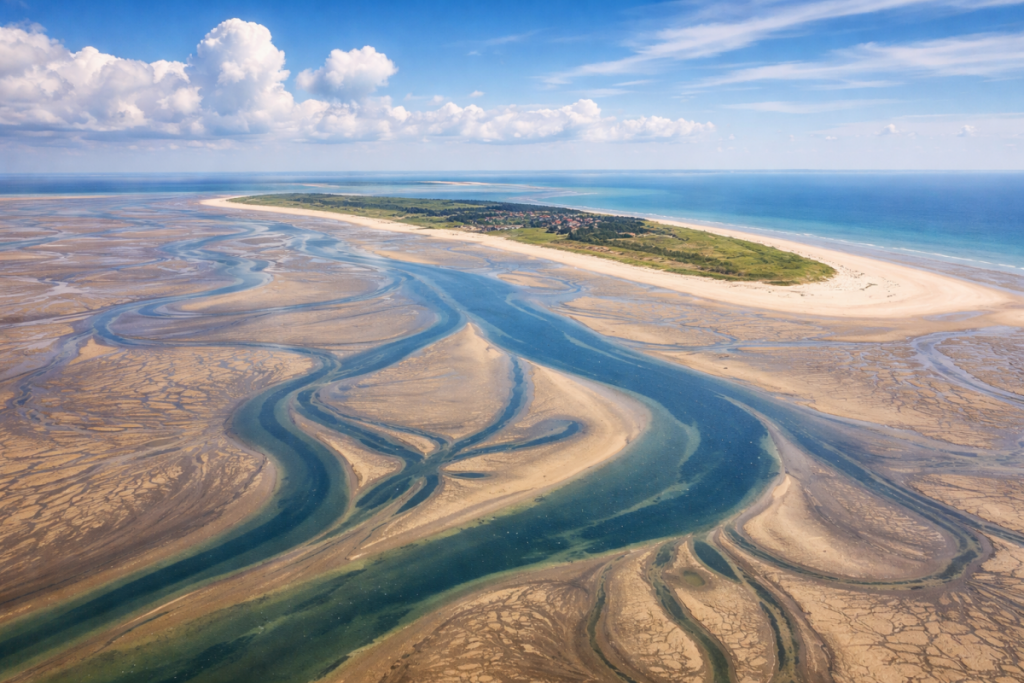 Juist island at low tide